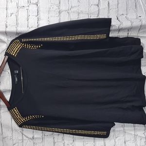 Susan Graver Artisan women's plus stud 3/4 sleeve blouse